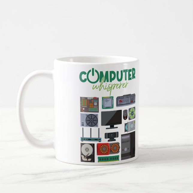 Taza De Café Computadora Geek Tech Nerd Guay Support. (Izquierda)