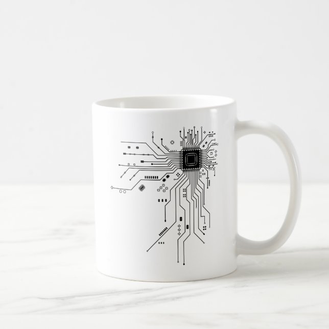 Taza De Café Computer CPU Chip PCB Circuit Design Tech Gift (Derecha)