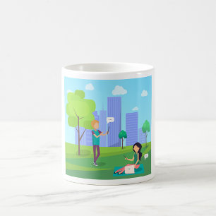 Taza De Café Comunicación en redes sociales en el parque de la 