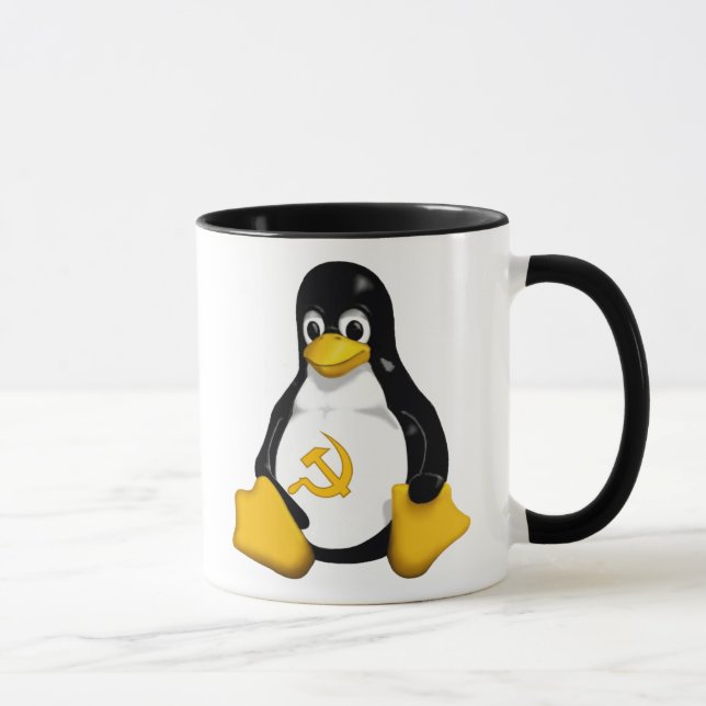 Taza de café comunista del pingüino (Linux) (Derecha)