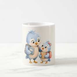 Taza de café con acento de pájaro azul lindo