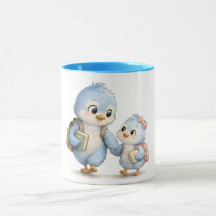 Taza De Café Con Acento De Pájaro Azul Pequeño