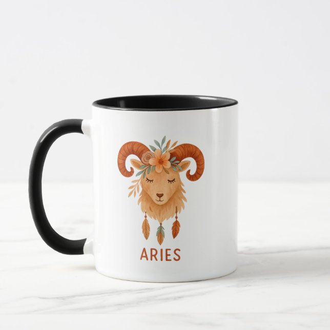Taza de café con Acuarela boho de Aries zodíaco (Izquierda)