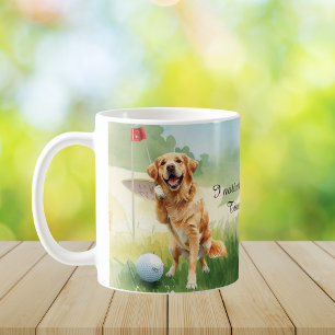 Taza de café con acuarela de golf de Golden Retrie