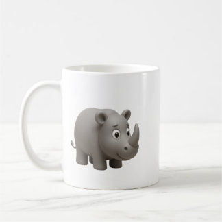 Taza de café con adorable rinoceronte 3D