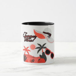 Taza de café con ambiente de verano