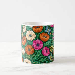 Taza de café con Anémonas Nórdicas Abstractas y Ma