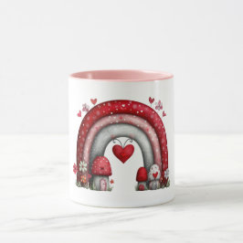 Taza de café con arcoíris de amor acolchado