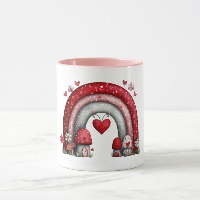 Taza de café con arcoíris de amor acolchado (Centro)