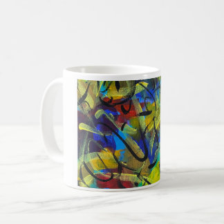 Taza de café con arte abstracto