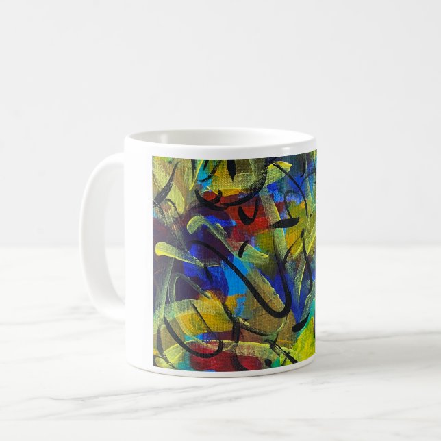 Taza de café con arte abstracto (Anverso izquierdo)