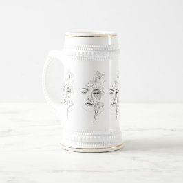 Taza de café con arte abstracto minimalista de lín