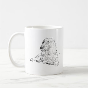 Taza de café con arte de dibujo de línea de Cocker