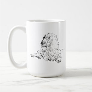 Taza de café con arte de dibujo de línea de Cocker