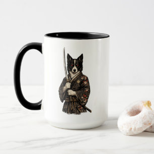 Taza de café con arte de fantasia de perro guerrer