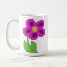 Taza de café con arte de flor púrpura caprichosa