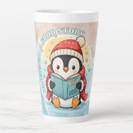 Taza de café con arte de latte de pingüino elegant
