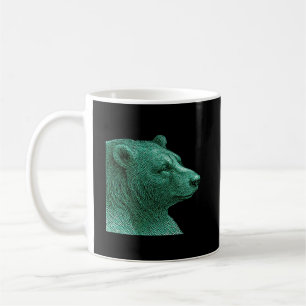 Taza de café con arte de línea de oso neon – Vida 
