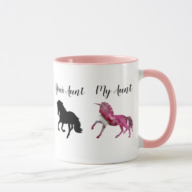 Taza de café con arte de mi tía tu caballo unicorn (Derecha)