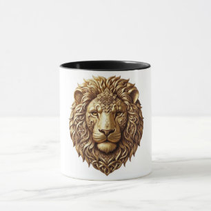 Taza de café con arte de ornamento tribal de cabez