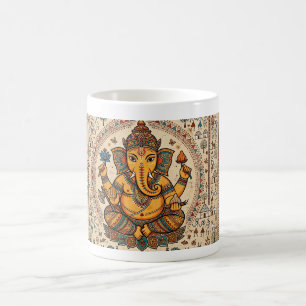 Taza de café con arte Warli Shri Ganeshaya Namah -