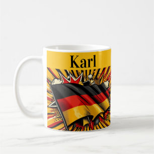 Taza de café con bandera alemana.