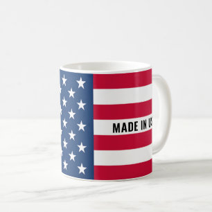 Taza de café con bandera americana hecha en EE. UU