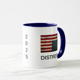Taza de café con bandera estadounidense en señal d