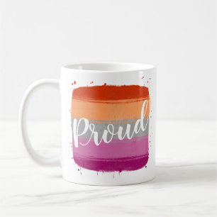 Taza de café con bandera lésbica de orgullo