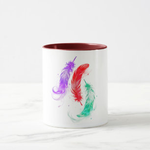 Taza de café con brillo de pluma de neón