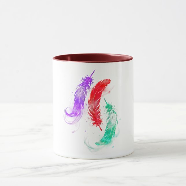 Taza de café con brillo de pluma de neón (Centro)