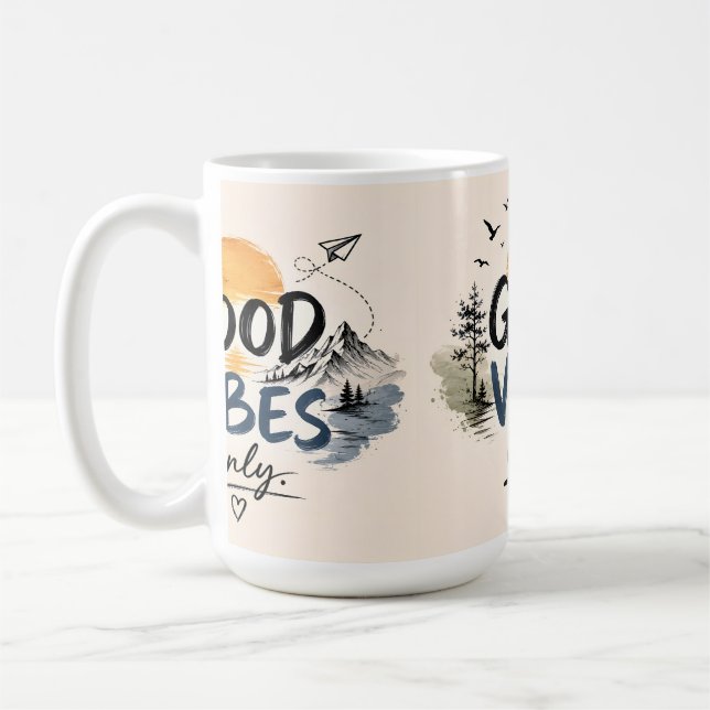 Taza de café con Buenas Vibraciones Acogedoras (Izquierda)