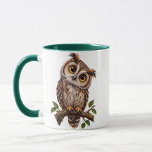 Taza de café con búho lindo a dos caras