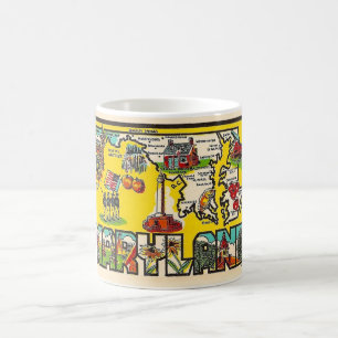 Taza de café con calcomanía vintage de Maryland