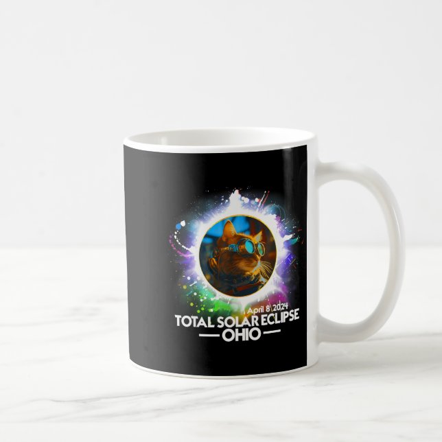 Taza De Café Con Camisa Eclipse Solar Total Gato Ohio (Derecha)