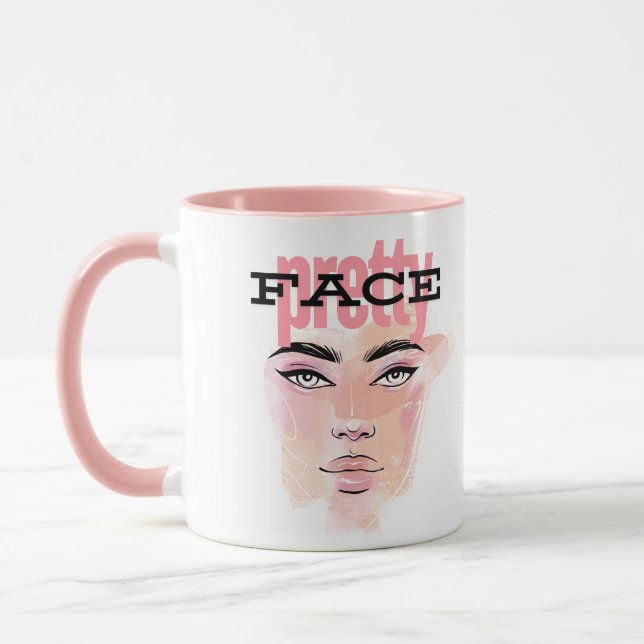 Taza de café con cara bonita abstracta (Izquierda)