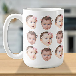 Taza de café con cara de bebé personalizada con 2