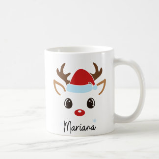 Taza de café con cara de reno femenino personaliza
