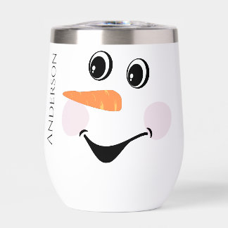 Taza de café con cara feliz de muñeco de nieve nav