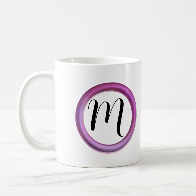 Taza de café con círculo rosa monograma (Izquierda)