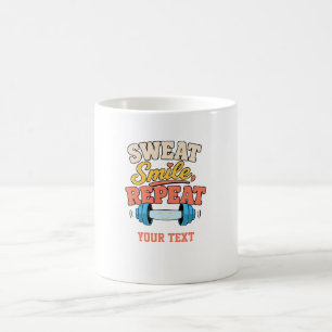 taza de café con cita de gimnasio sudor sonrisa re