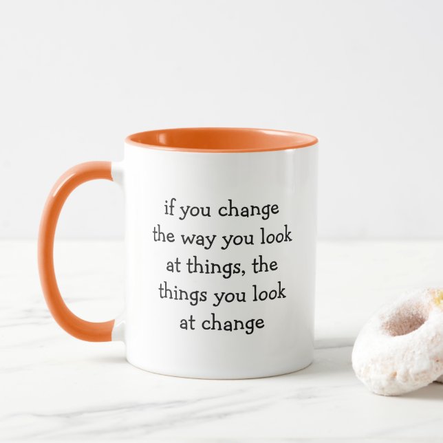 Taza de café con cita de Pensamiento Profundo (Con donut)