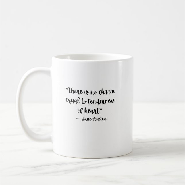 Taza de café con cita de ternura de Jane Austen (Izquierda)
