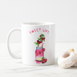 Taza de café con cóctel de cereza