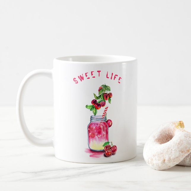 Taza de café con cóctel de cereza (Con donut)