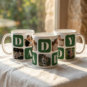 Taza de café con collage de fotos de papá moderno