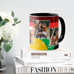 Taza de café con collage de fotos múltiples de fam