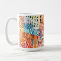 Taza de café con collage de periódico abstracto co