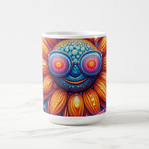 Taza de café con colores vívidos de girasoles con
