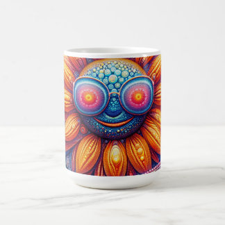Taza de café con colores vívidos de girasoles con